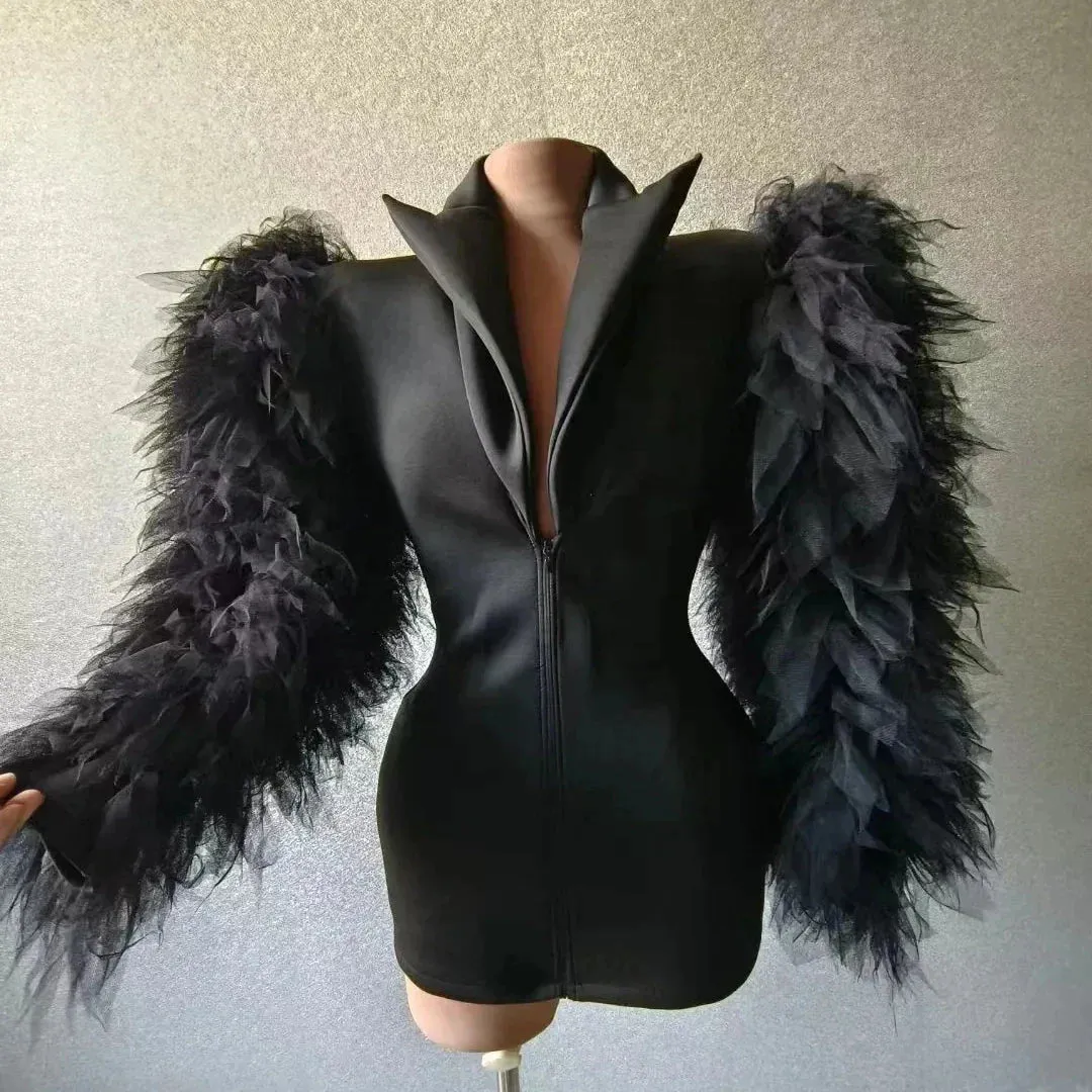 Luxury Unique Women Ruffled Blazer