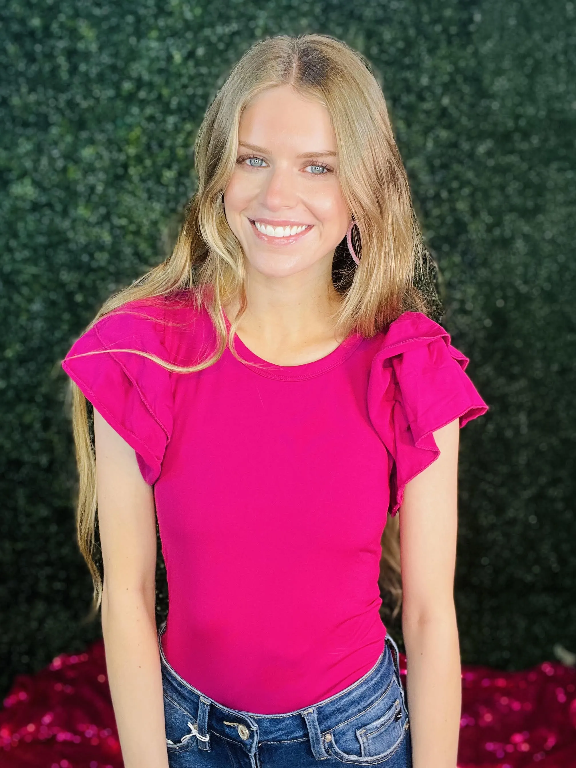 Magenta Ruffled Up Blouse