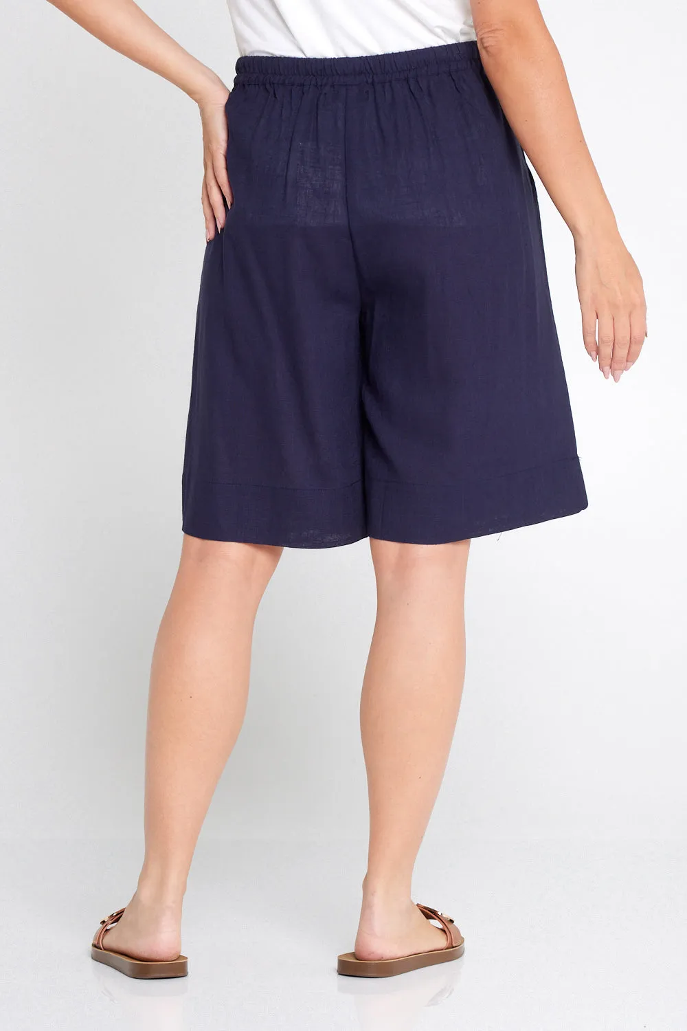 Marissa Cotton & Linen Shorts - Navy