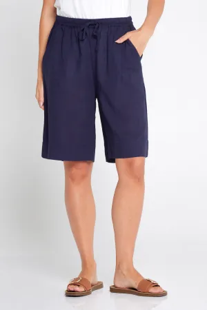 Marissa Cotton & Linen Shorts - Navy