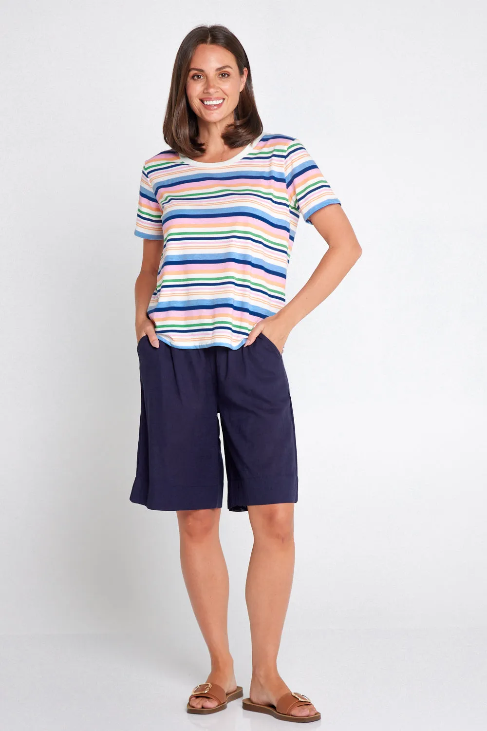 Marissa Cotton & Linen Shorts - Navy