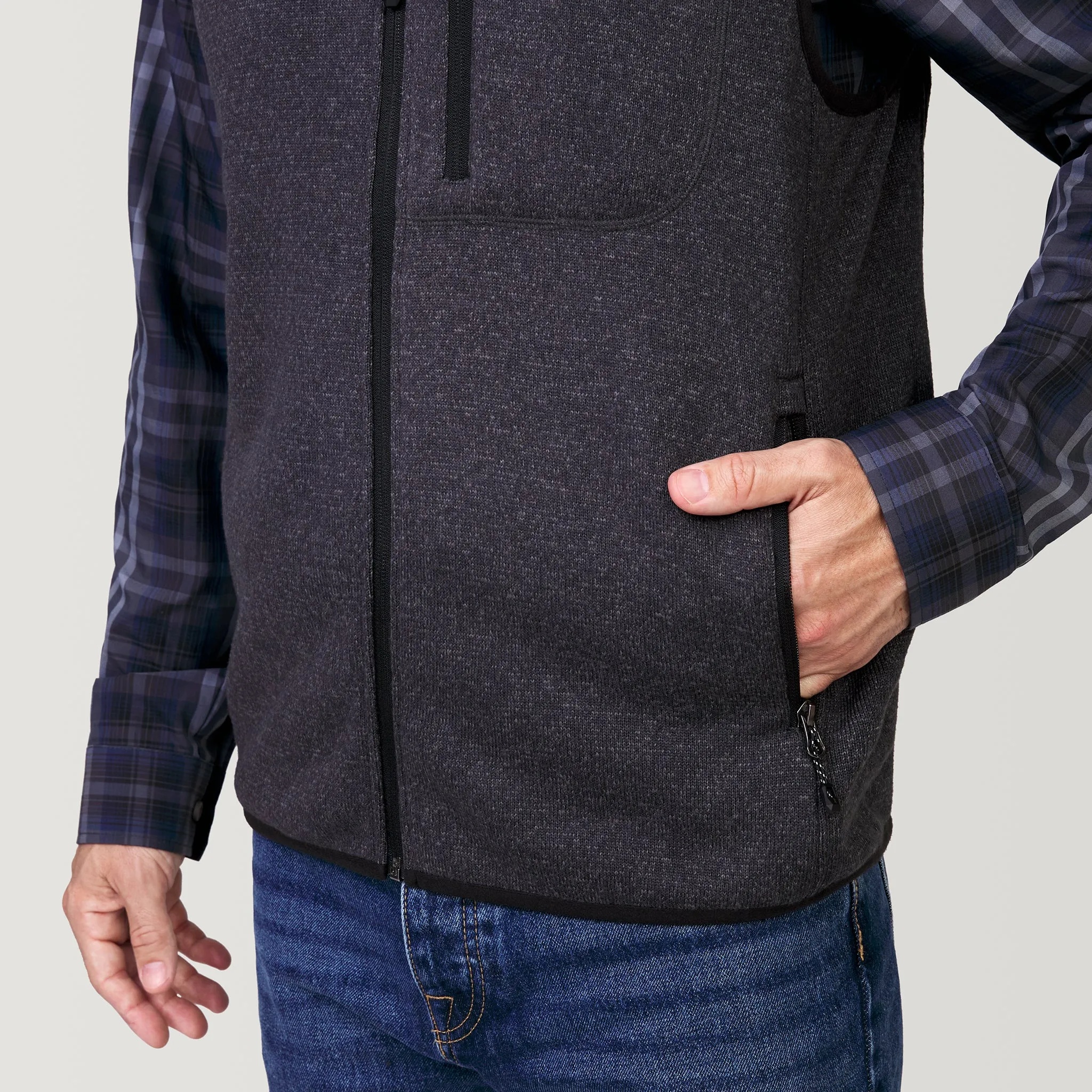 Men's Full Zip Color Block Sweater Fleece Vest