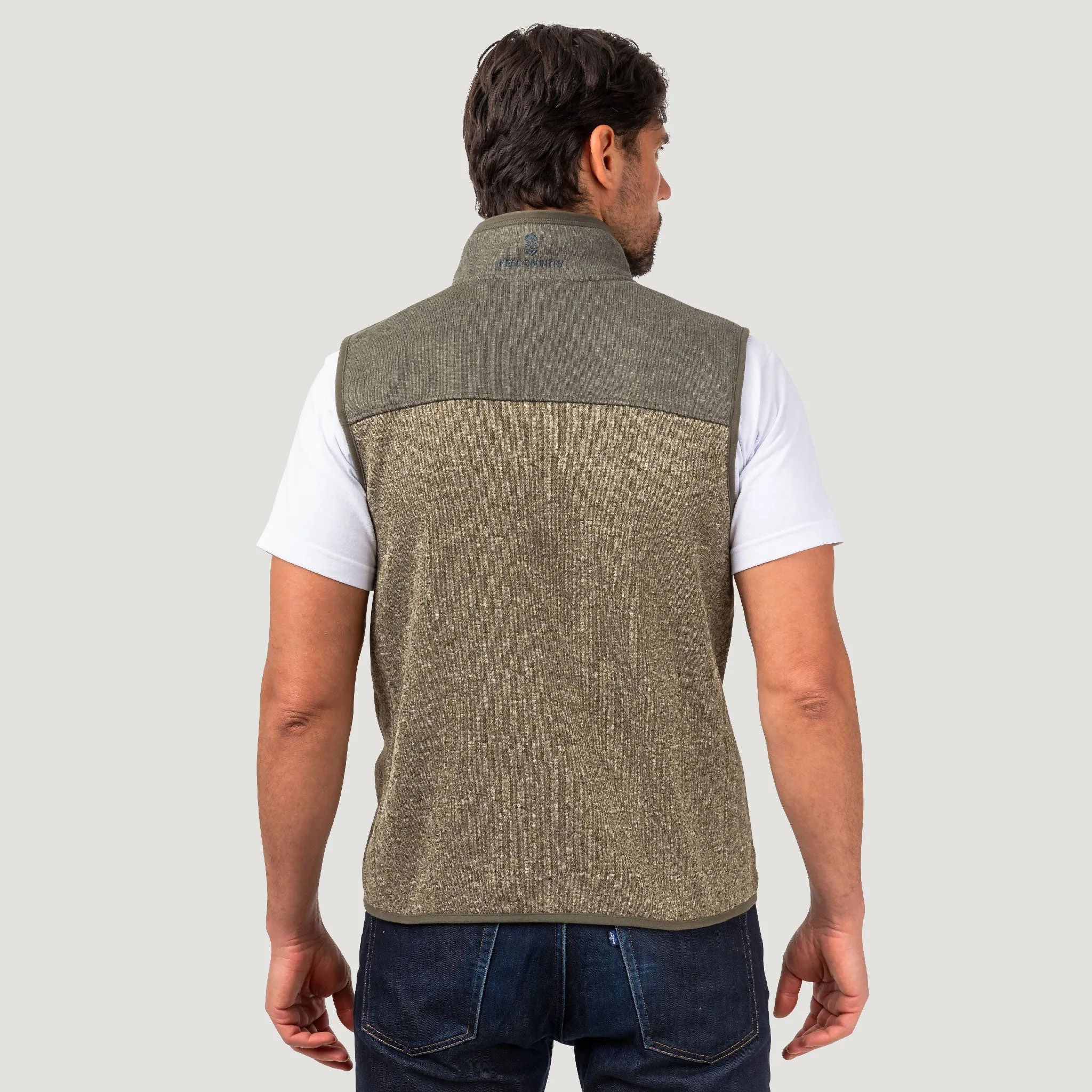 Men's Full Zip Color Block Sweater Fleece Vest