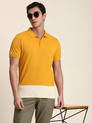 Men's Soft And Stretchy Fabric Mustard Casual Polo Tshirt