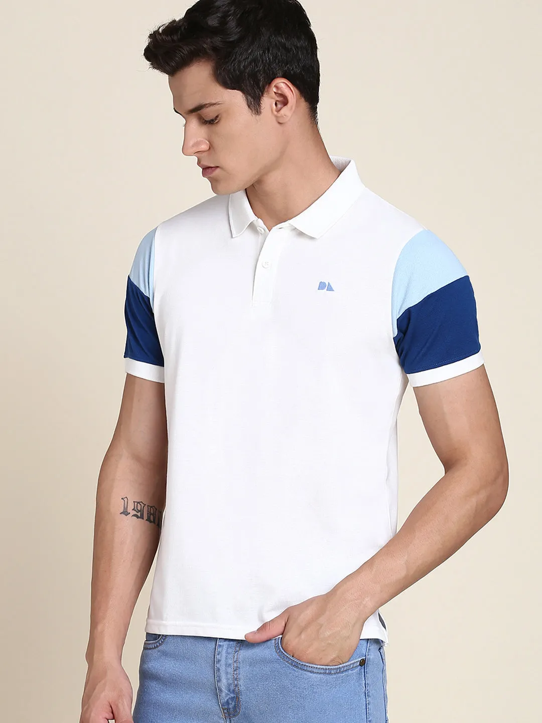 Men's Soft And Stretchy Fabric White Casual Polo Tshirt