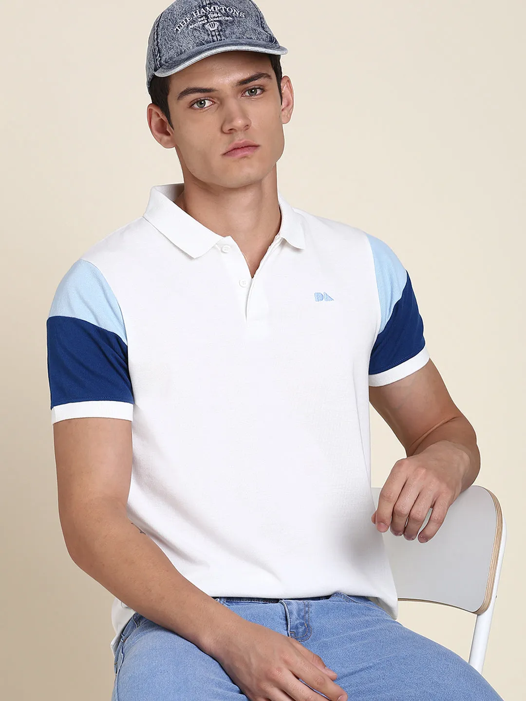 Men's Soft And Stretchy Fabric White Casual Polo Tshirt