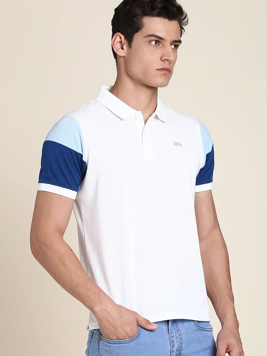 Men's Soft And Stretchy Fabric White Casual Polo Tshirt