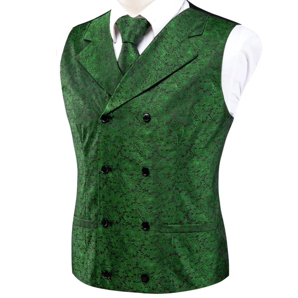 Men's Vests and Tie Business Formal Dresses Slim Vest 4piece Hanky cufflinks for Suit Blue Paisley Waistcoat