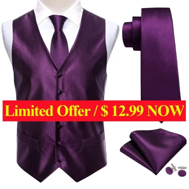 Men's Vests and Tie Business Formal Dresses Slim Vest 4piece Hanky cufflinks for Suit Blue Paisley Waistcoat