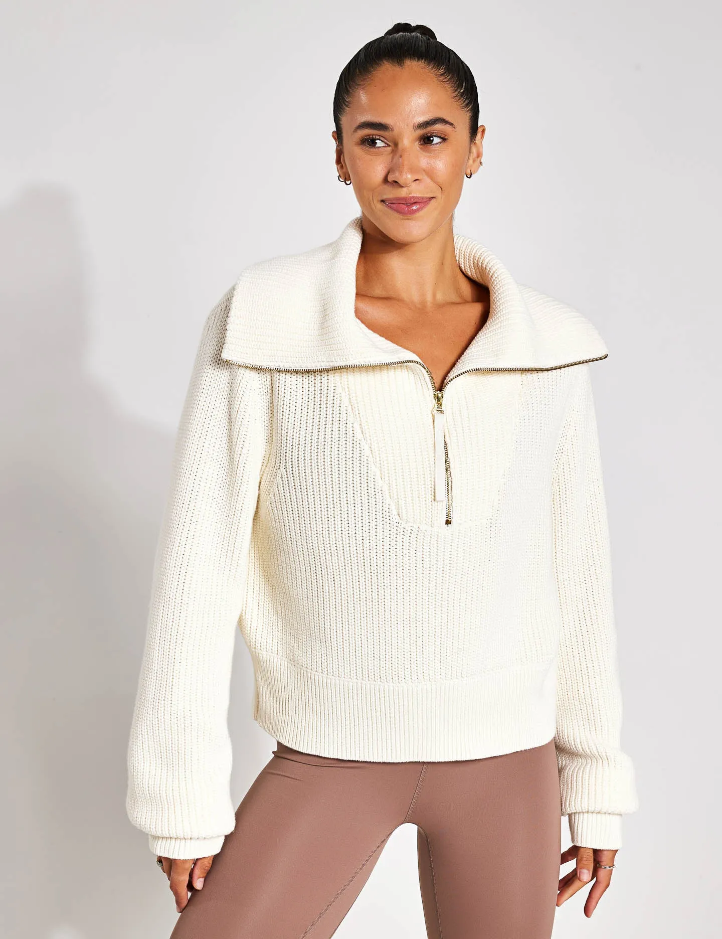 Mentone Half-Zip Knit Pullover - Egret