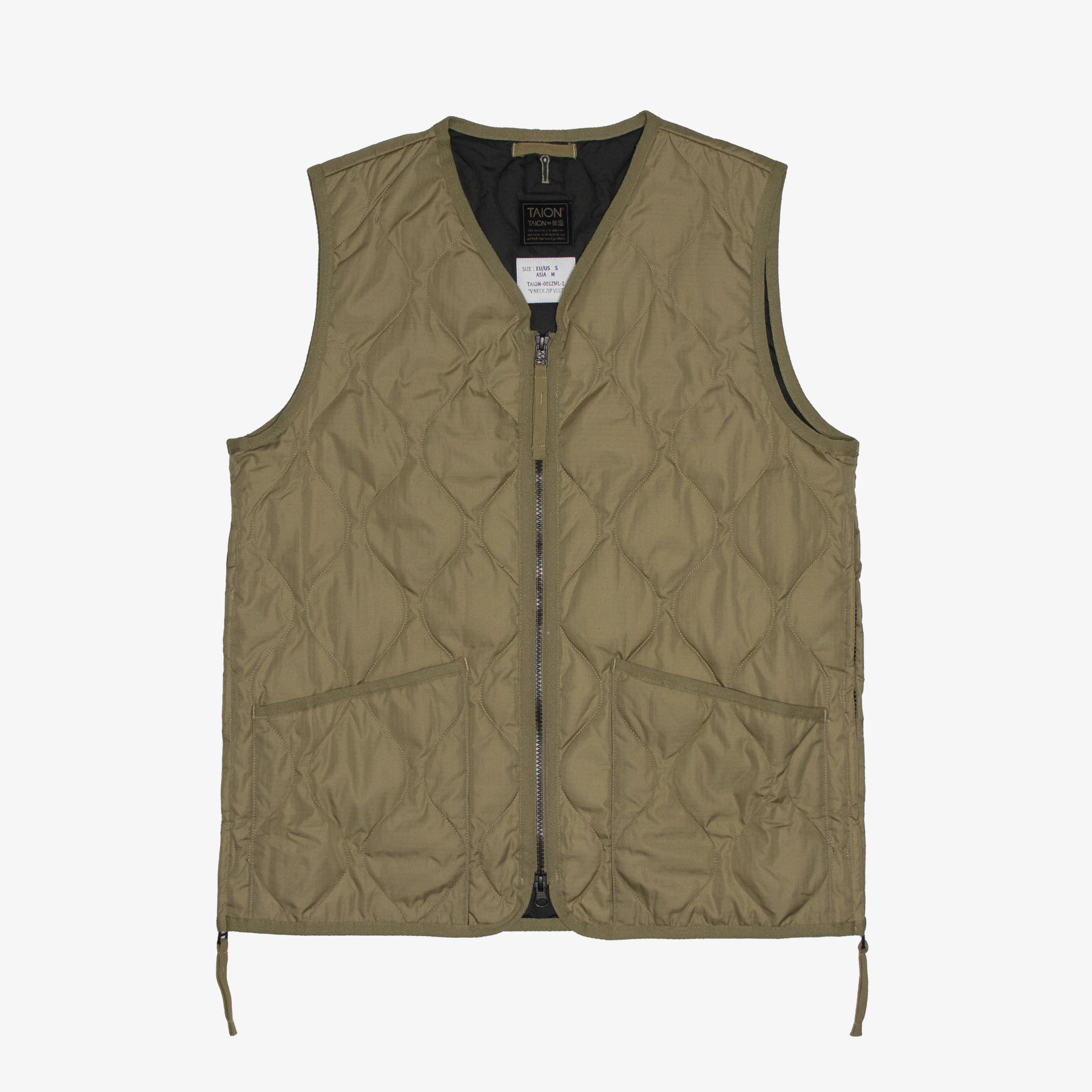 Military W-Zip V Neck Down Vest