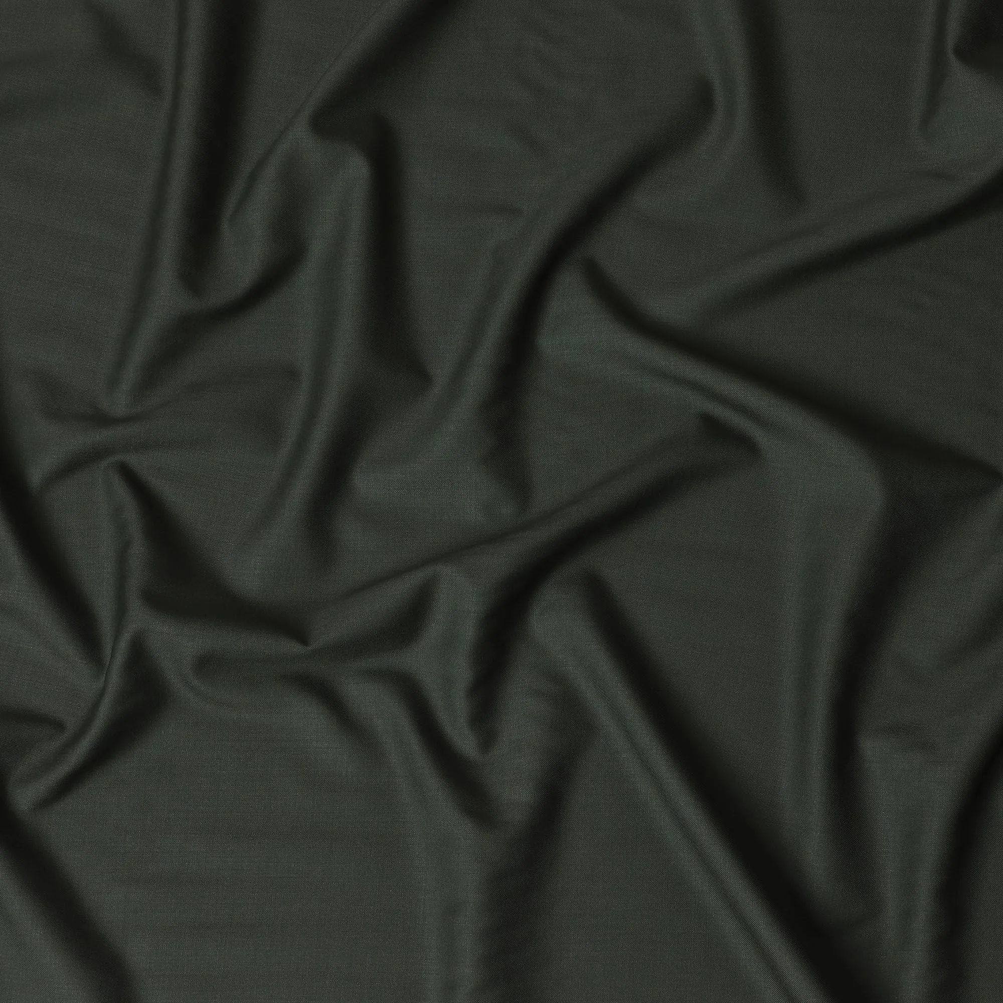 Olive green Premium plain Super 140's blended wool suiting fabric-D17274