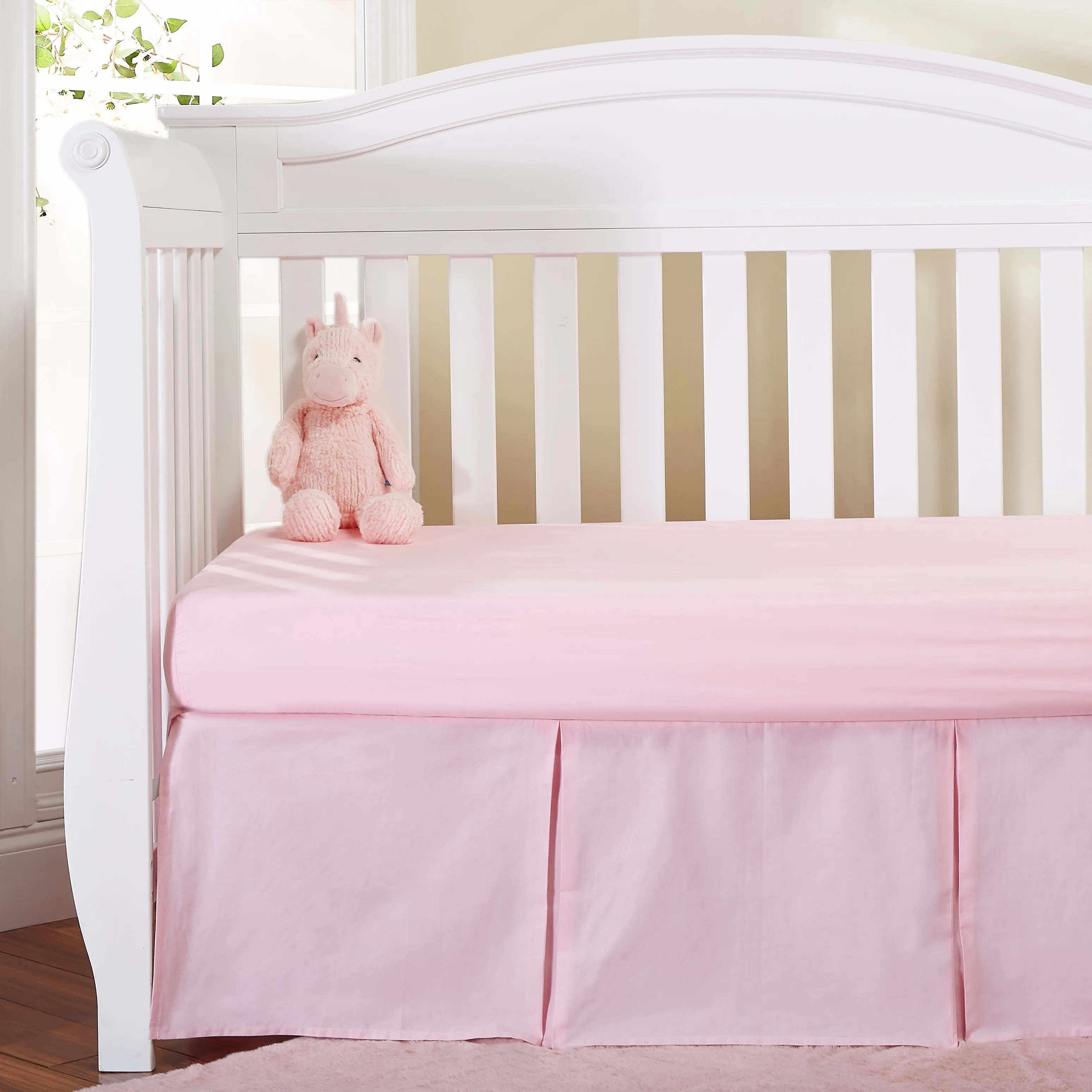 Pink Pleated Crib Skirt