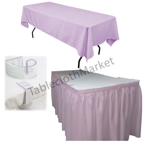 Polyester Pleated Table Set Skirt With Clips 17' Ft    Clip   Topper Media Day"