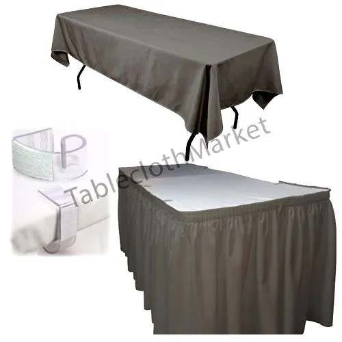 Polyester Pleated Table Set Skirt With Clips 17' Ft    Clip   Topper Media Day"