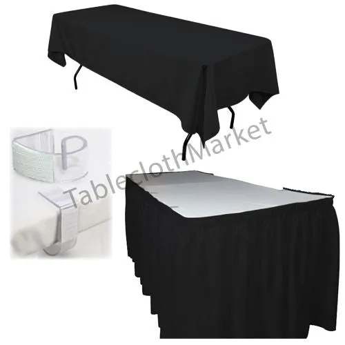 Polyester Pleated Table Set Skirt With Clips 17' Ft    Clip   Topper Media Day"