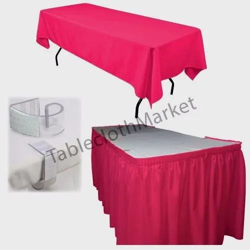 Polyester Pleated Table Set Skirt With Clips 17' Ft    Clip   Topper Media Day"