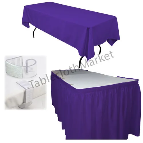 Polyester Pleated Table Set Skirt With Clips 17' Ft    Clip   Topper Media Day"