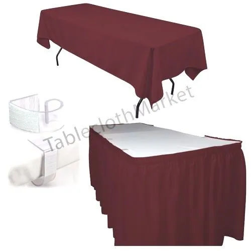 Polyester Pleated Table Set Skirt With Clips 17' Ft    Clip   Topper Media Day"