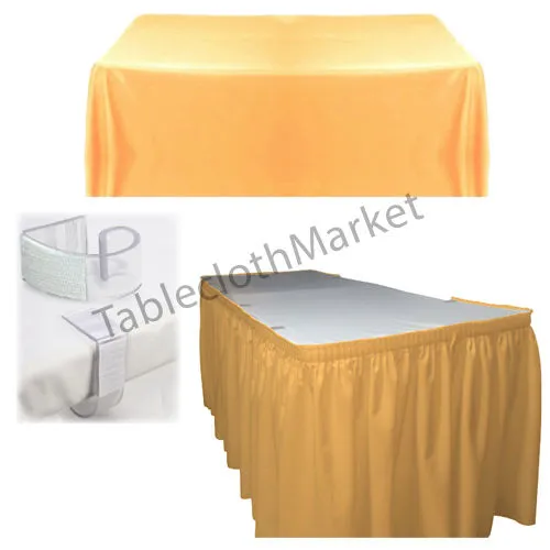 Polyester Pleated Table Set Skirt With Clips 17' Ft    Clip   Topper Media Day"