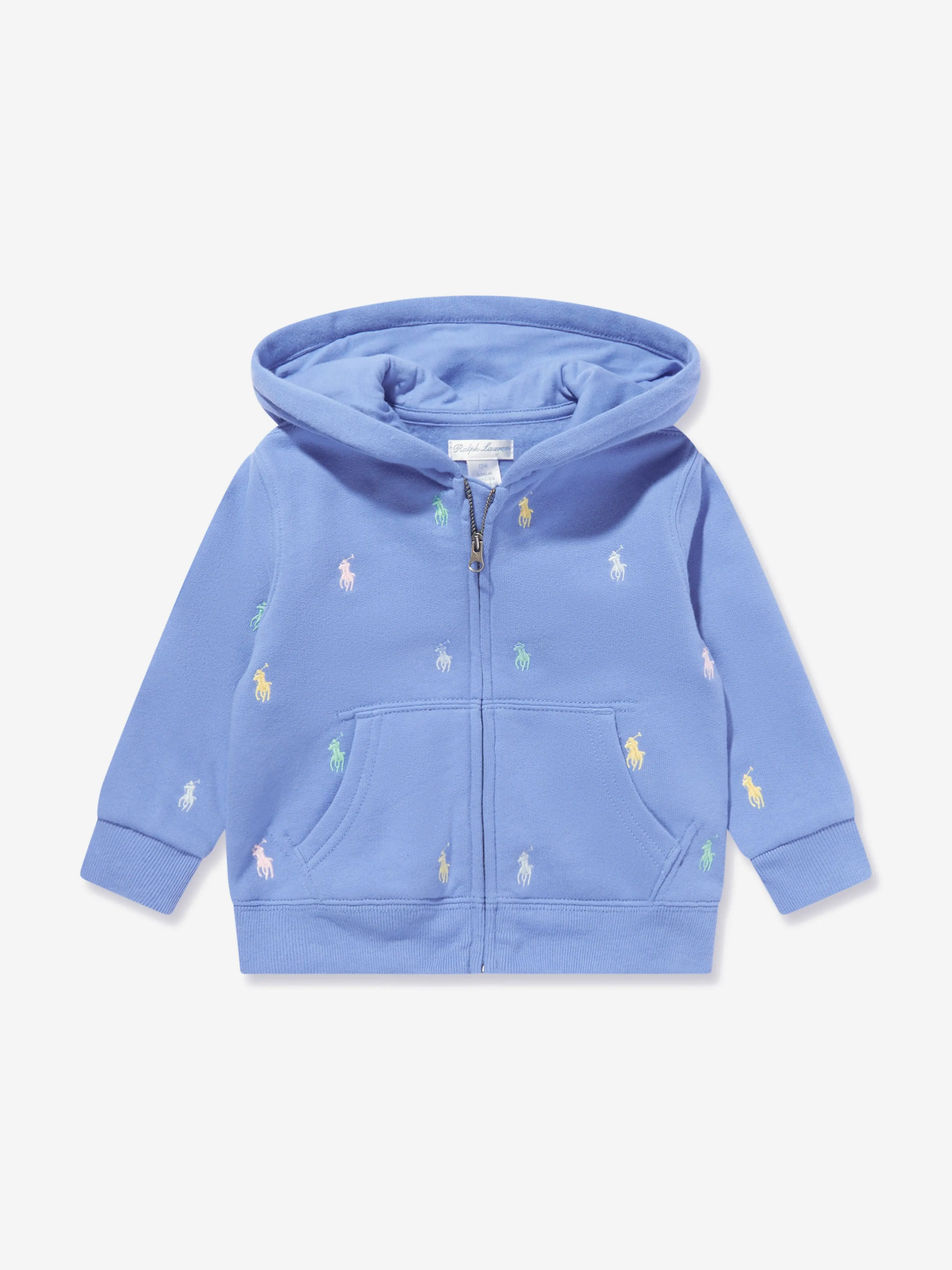 Ralph Lauren Baby Boys Logo Zip Up Top in Blue