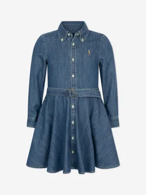 Ralph Lauren Girls Denim Shirt Dress in Blue