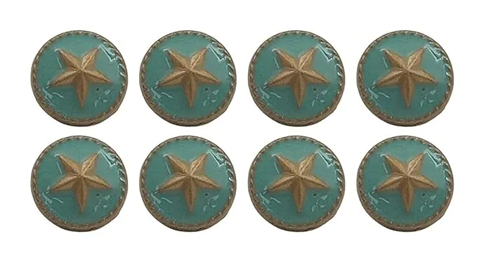 Round 3D Starfish Shank Button with Turquoise Epoxy Enamel Design