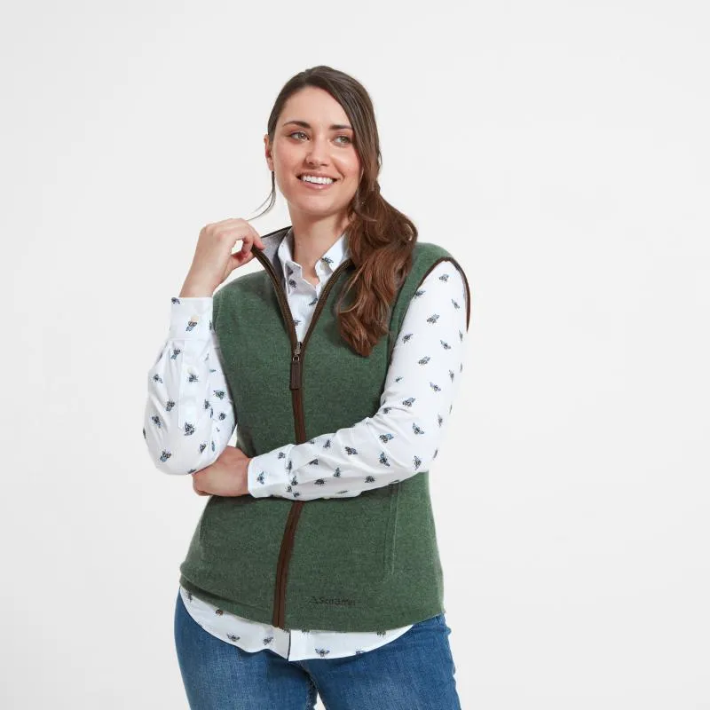 Schoffel Ladies Reversible Merino/Cashmere Gilet - Cedar/Silver Grey