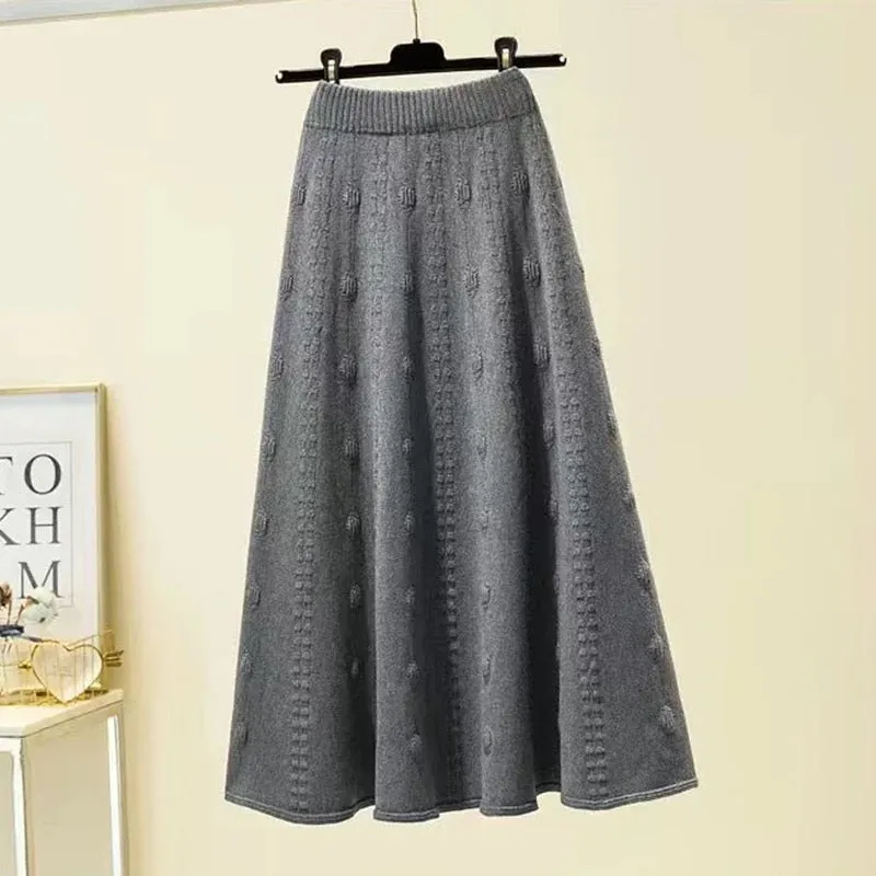 Semeah Statement Woolen Pleated Skirt