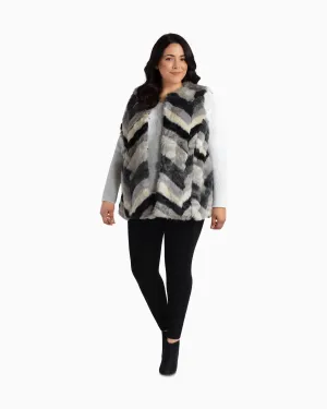 Solanum Faux Fur Vest | Light Grey / Black