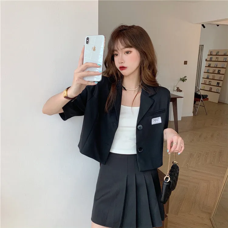 Summer Popular Black Blazer Women Trendy Korean Casual Short Suit Outerwear