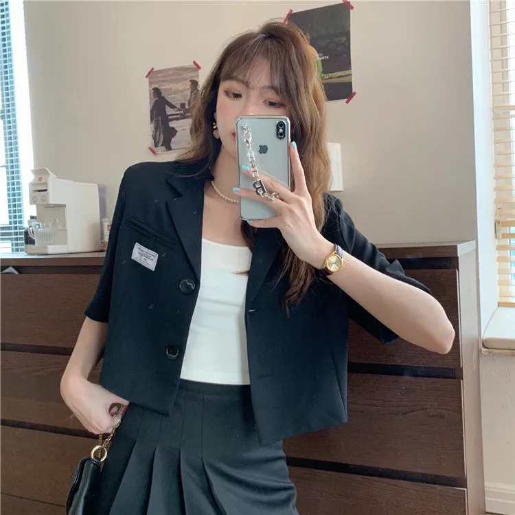 Summer Popular Black Blazer Women Trendy Korean Casual Short Suit Outerwear