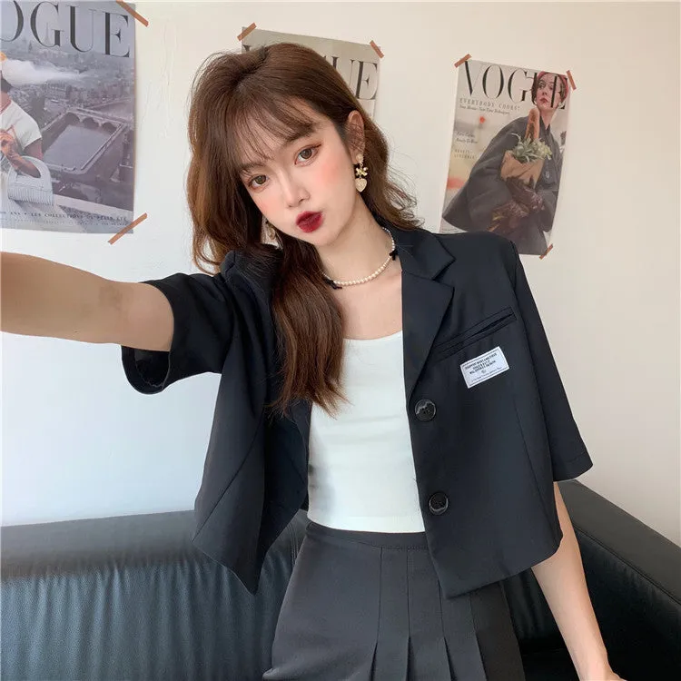 Summer Popular Black Blazer Women Trendy Korean Casual Short Suit Outerwear