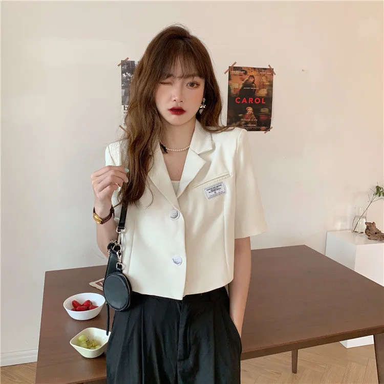 Summer Popular Black Blazer Women Trendy Korean Casual Short Suit Outerwear