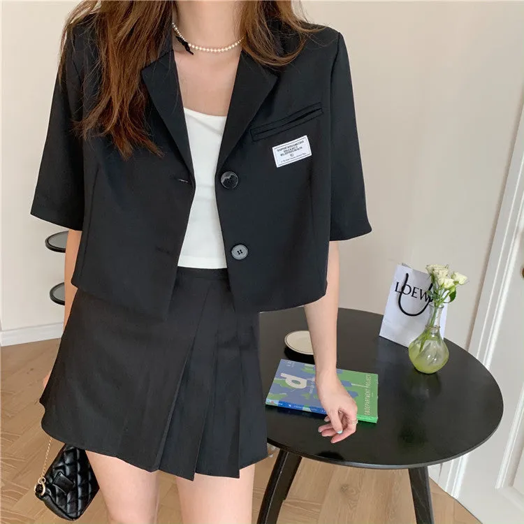 Summer Popular Black Blazer Women Trendy Korean Casual Short Suit Outerwear