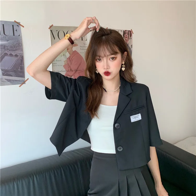 Summer Popular Black Blazer Women Trendy Korean Casual Short Suit Outerwear