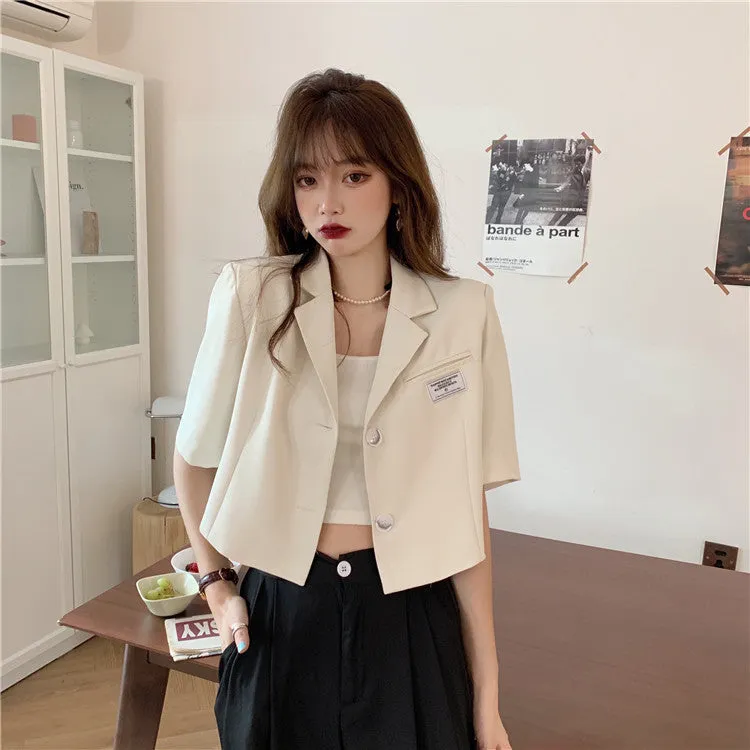 Summer Popular Black Blazer Women Trendy Korean Casual Short Suit Outerwear