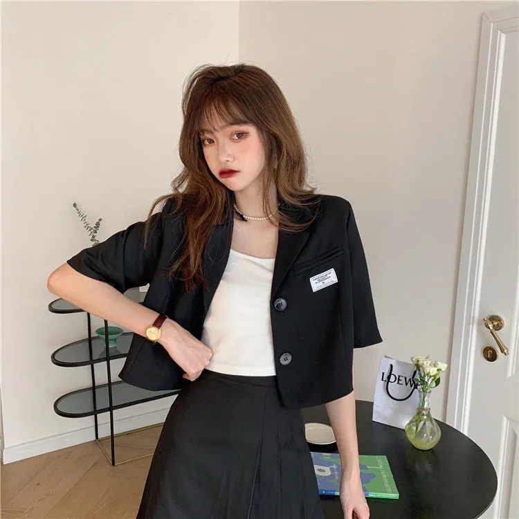 Summer Popular Black Blazer Women Trendy Korean Casual Short Suit Outerwear