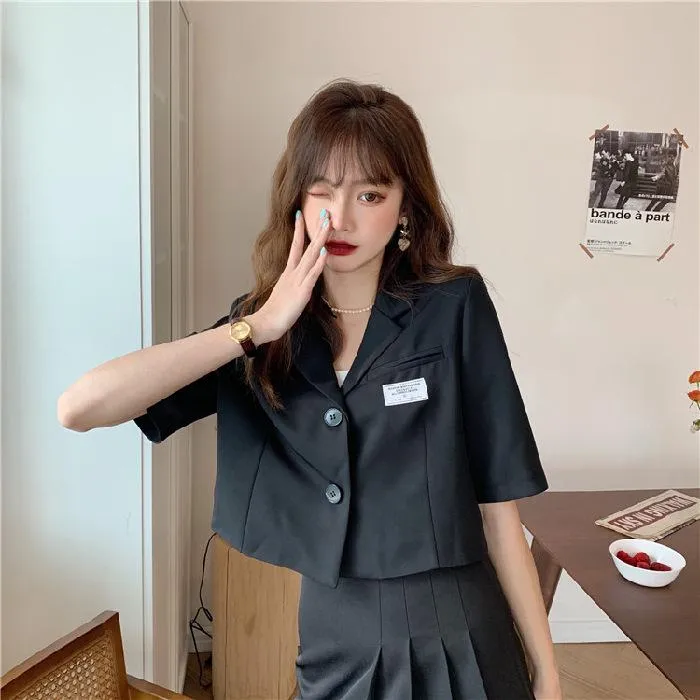 Summer Popular Black Blazer Women Trendy Korean Casual Short Suit Outerwear