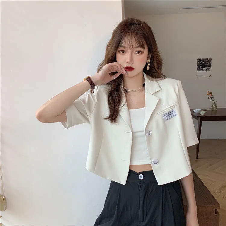 Summer Popular Black Blazer Women Trendy Korean Casual Short Suit Outerwear