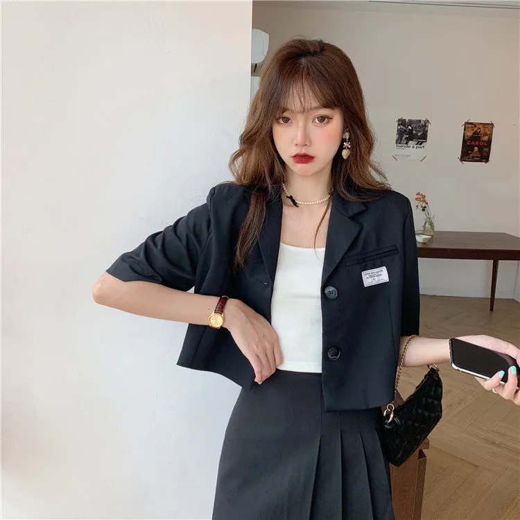 Summer Popular Black Blazer Women Trendy Korean Casual Short Suit Outerwear