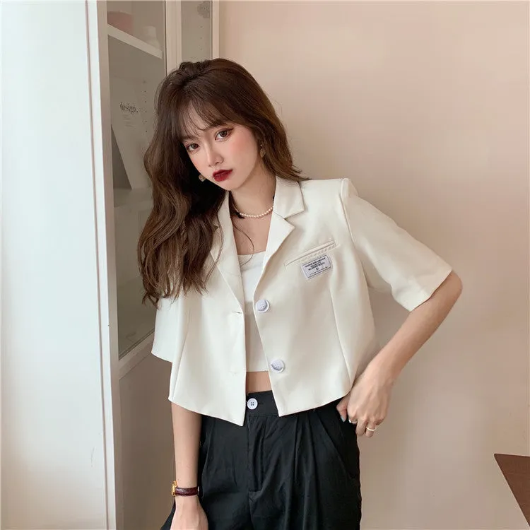 Summer Popular Black Blazer Women Trendy Korean Casual Short Suit Outerwear