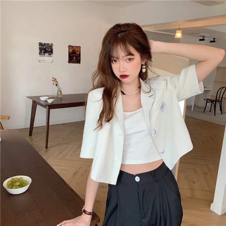 Summer Popular Black Blazer Women Trendy Korean Casual Short Suit Outerwear