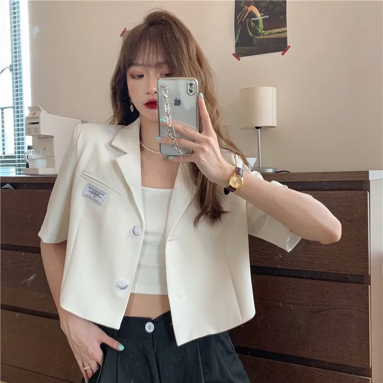 Summer Popular Black Blazer Women Trendy Korean Casual Short Suit Outerwear