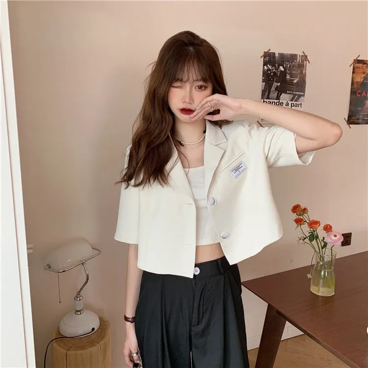 Summer Popular Black Blazer Women Trendy Korean Casual Short Suit Outerwear