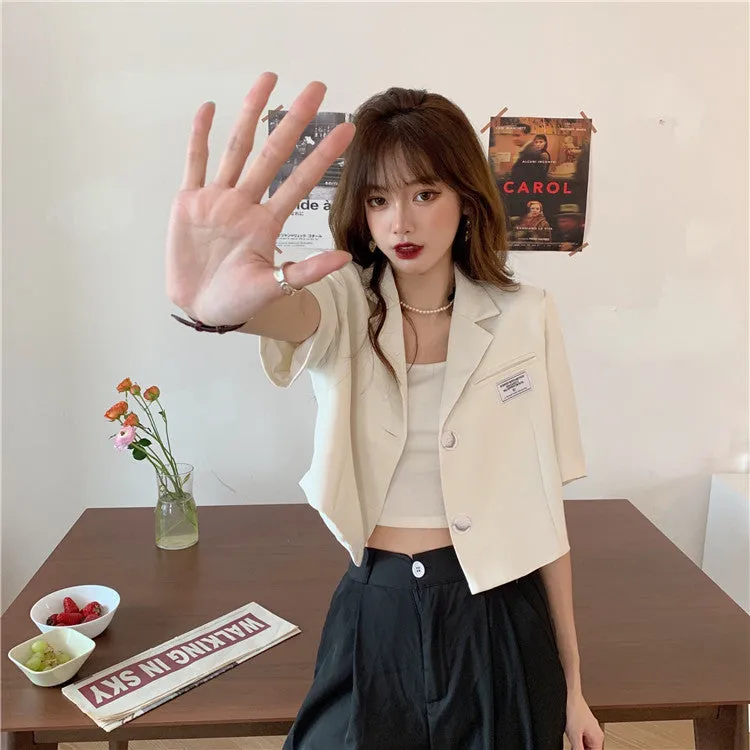 Summer Popular Black Blazer Women Trendy Korean Casual Short Suit Outerwear