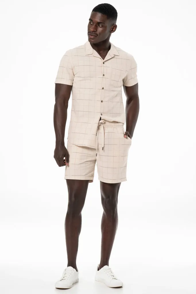 Textured Shorts _ 140171 _ Beige