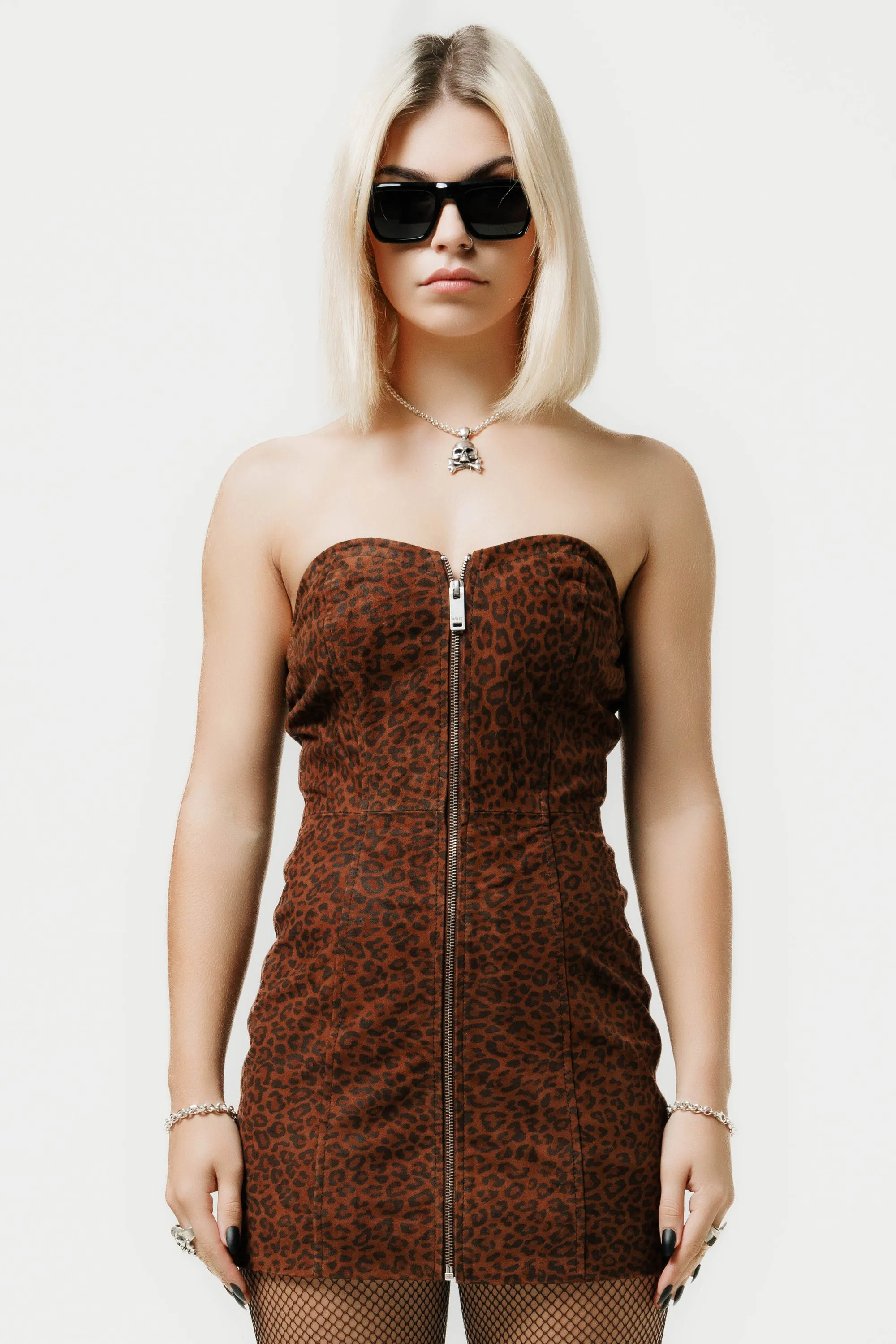 The Lita Zip Tube Dress | Leopard Suede