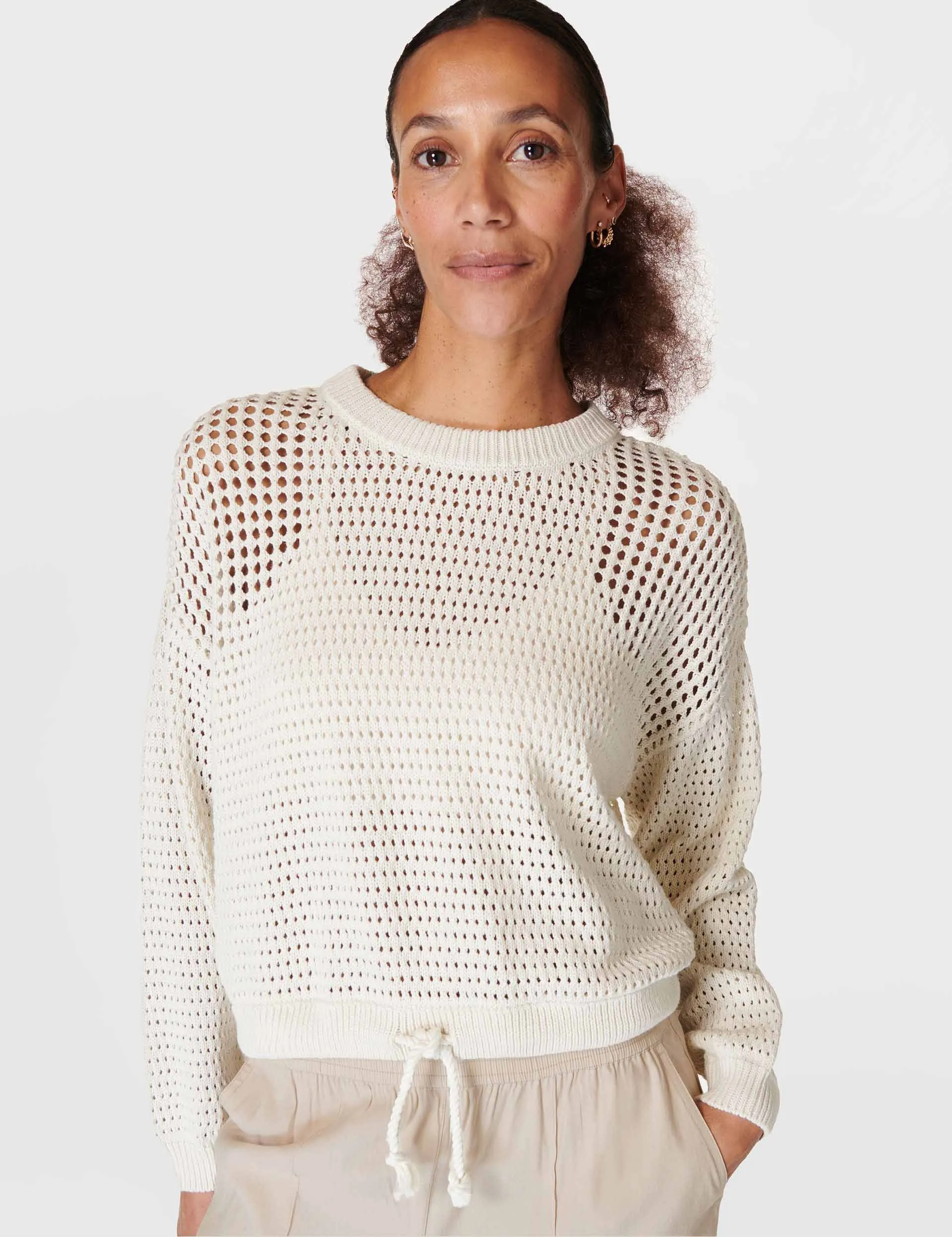 Tides High Open Weave Jumper - Lily White