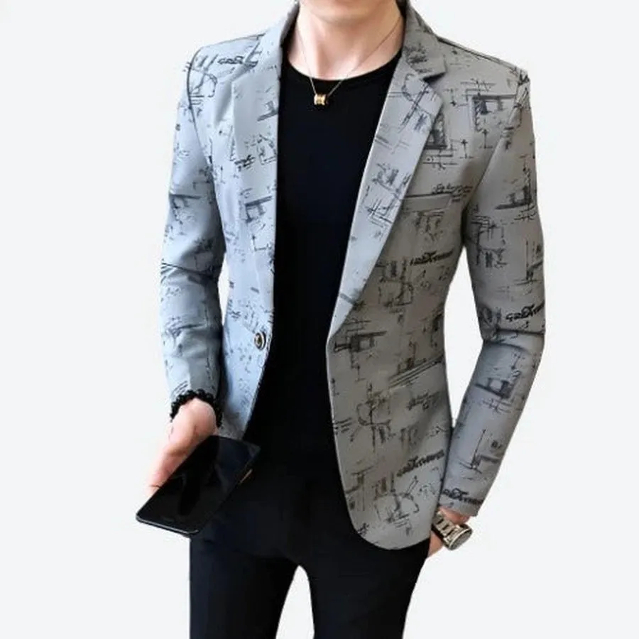 Trendy Abstract Print Slim Fit Blazers